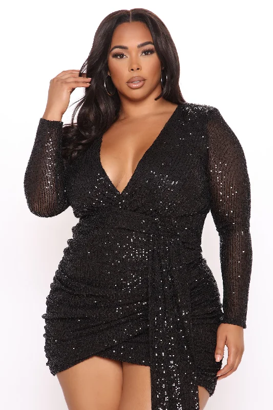 Center Stage Sequin Mini Dress - Black