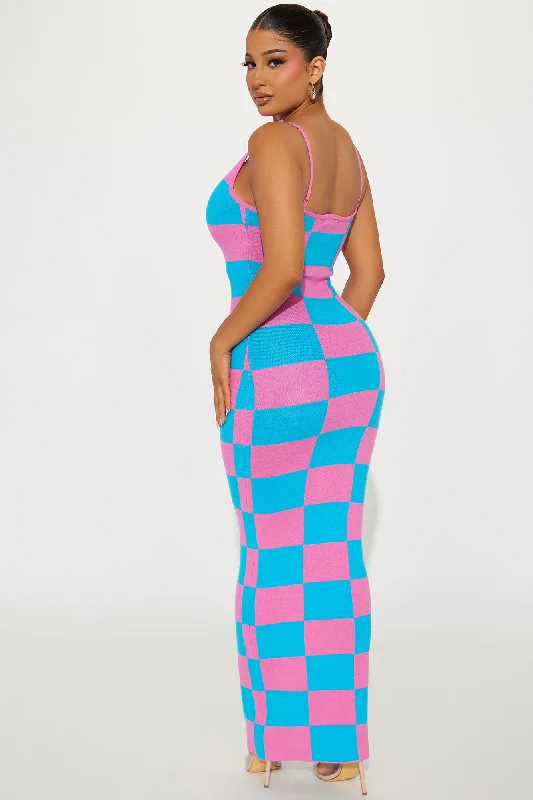 Check Me Sweater Maxi Dress - Pink/combo