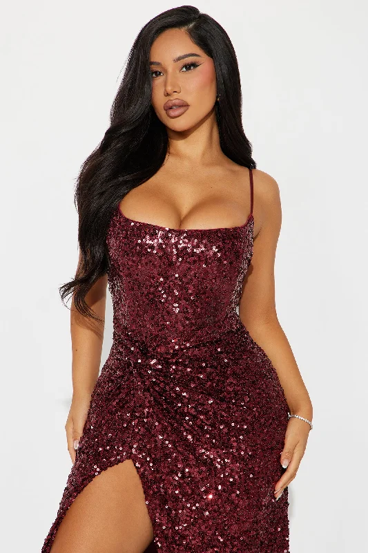 Closing Night Sequin Gown - Wine