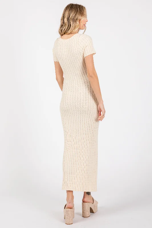 Cream Cable Knit Sweater Dress