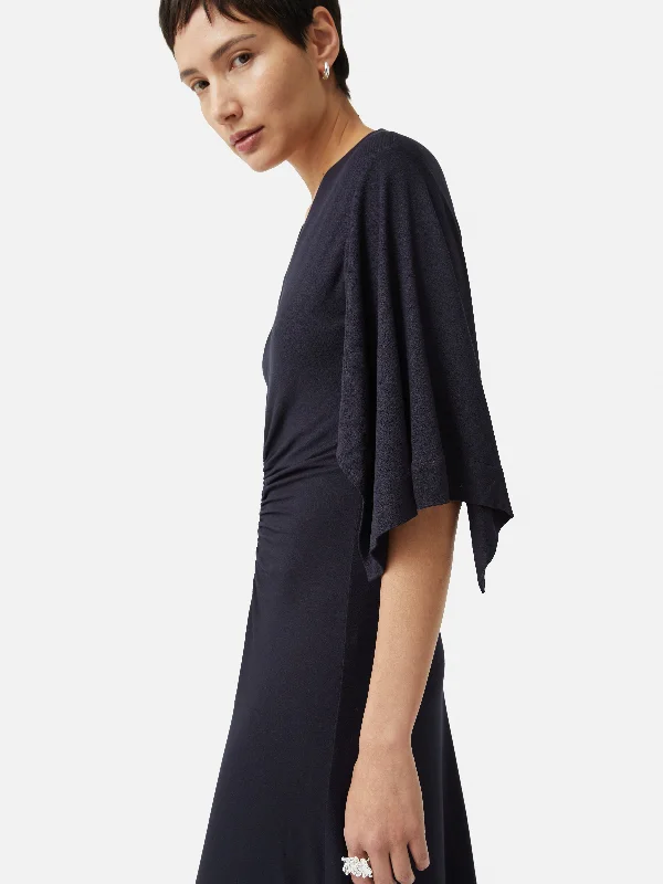 Crepe Handkerchief Dress | Navy