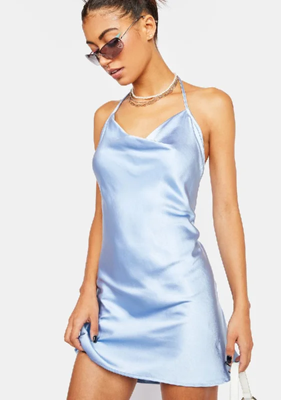 Daylight Blue Satin Tayla Dress