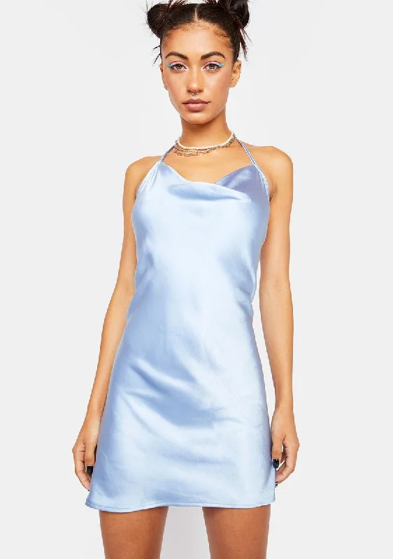 Daylight Blue Satin Tayla Dress