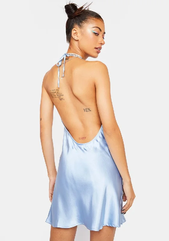 Daylight Blue Satin Tayla Dress