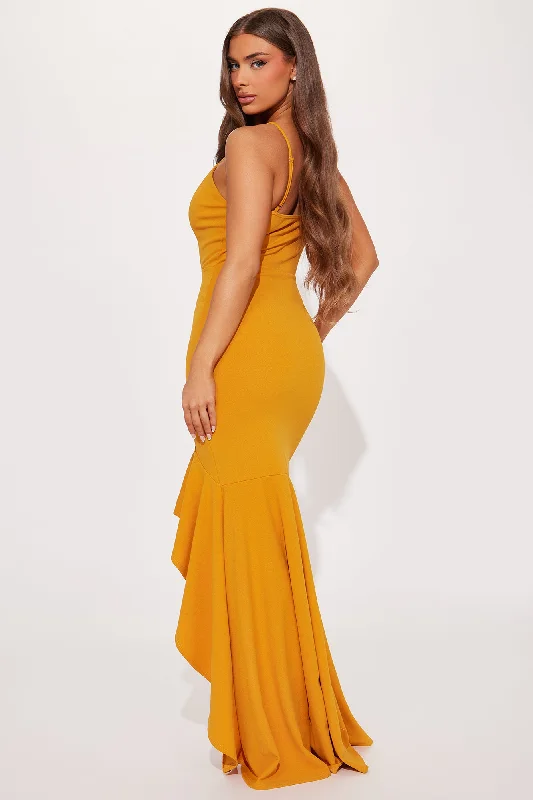 Delia High Low Gown - Mustard