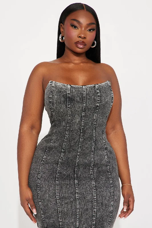 Doll In Denim Mini Dress - Black Wash