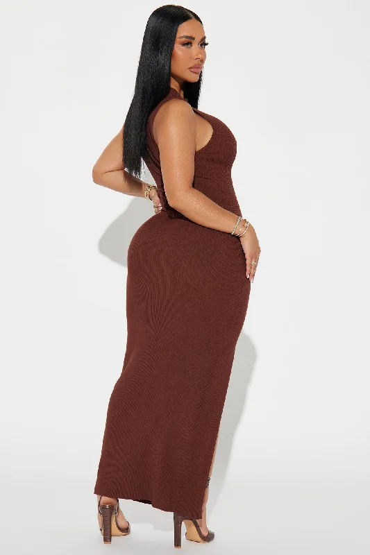 Don't Be Shy Sweater Maxi Dress - Brown