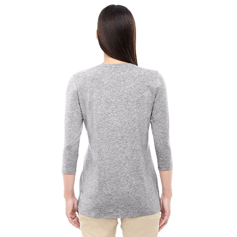 Devon & Jones Women's Grey Heather Perfect Fit Bracelet Length V-Neck Top