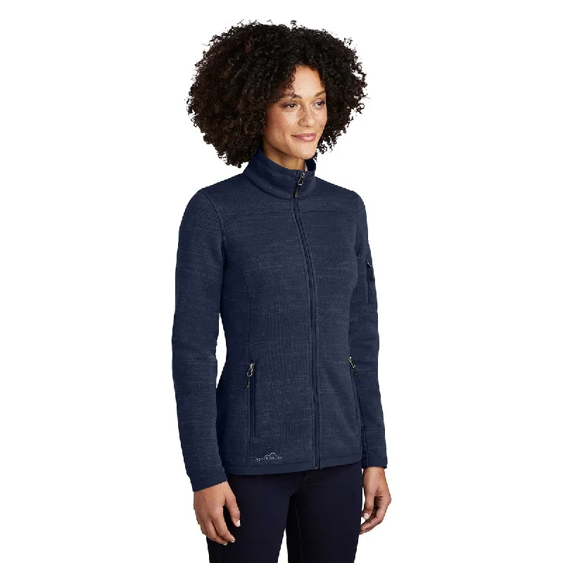 Eddie Bauer Women's River Blue Heather Sweater Fleece Full Zip