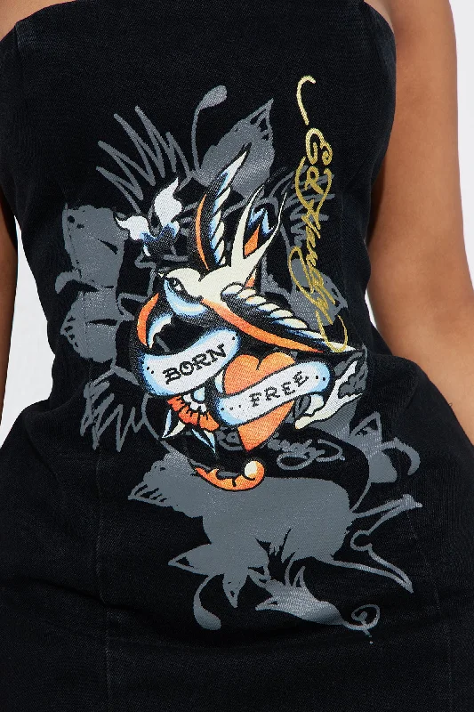 Ed Hardy Swallows Mini Dress - Black Wash