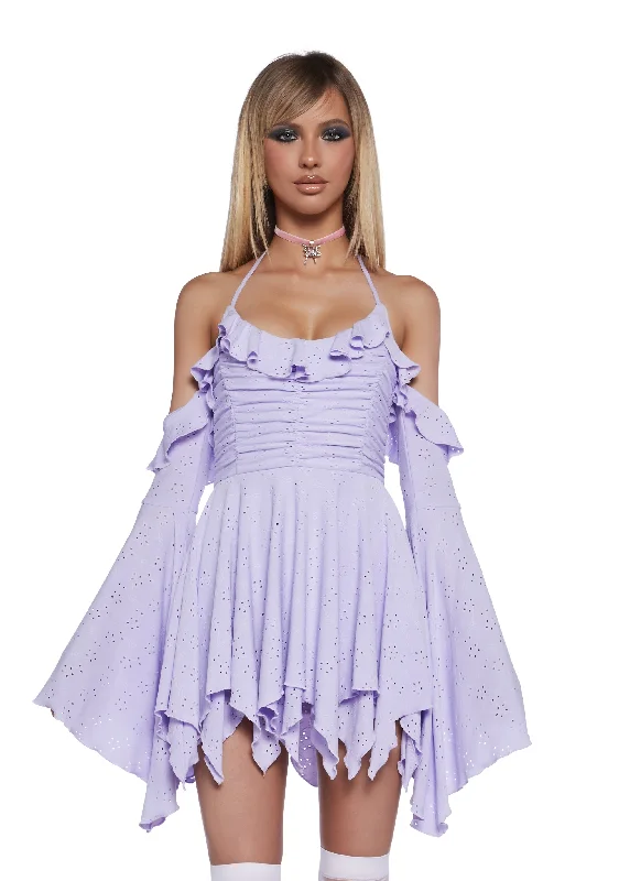 Fairy Delights Ruffled Handkerchief Dress - Purple