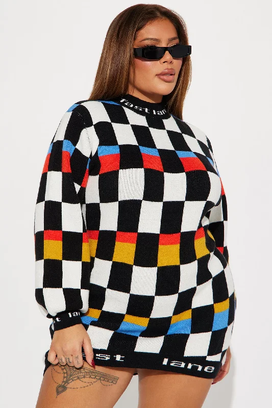 Fast Lane Sweater Mini Dress - Multi Color