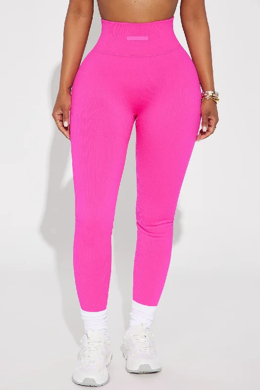 Fighter Ribbed Active Legging In Infinity Seamless - Neon Pink