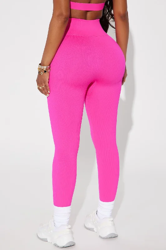 Fighter Ribbed Active Legging In Infinity Seamless - Neon Pink