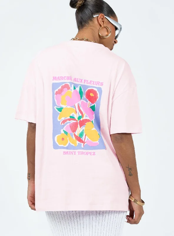 Flower Market Oversized Tee Pink