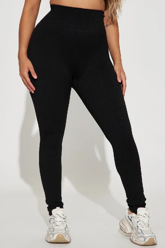 Francine Seamless Ribbed Legging - Black