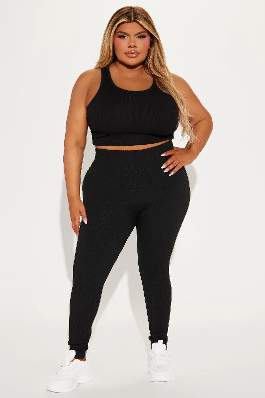 Francine Seamless Ribbed Legging - Black