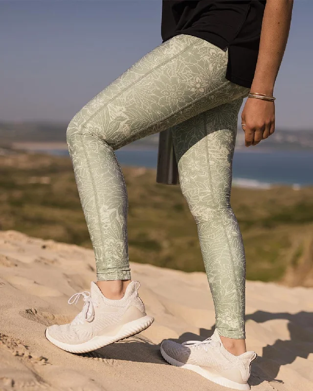 Fresh Air Recycled Leggings - Pistachio Floral