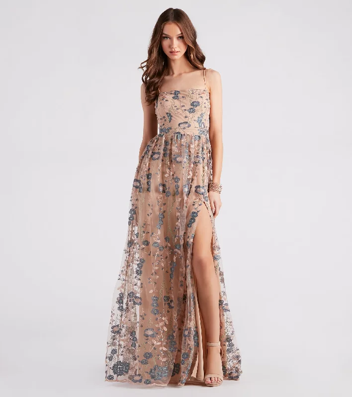 Genevieve Floral Embroidered Formal Dress