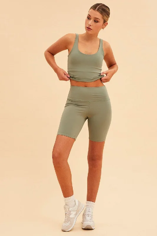 Green Sara 7"" Bike Short