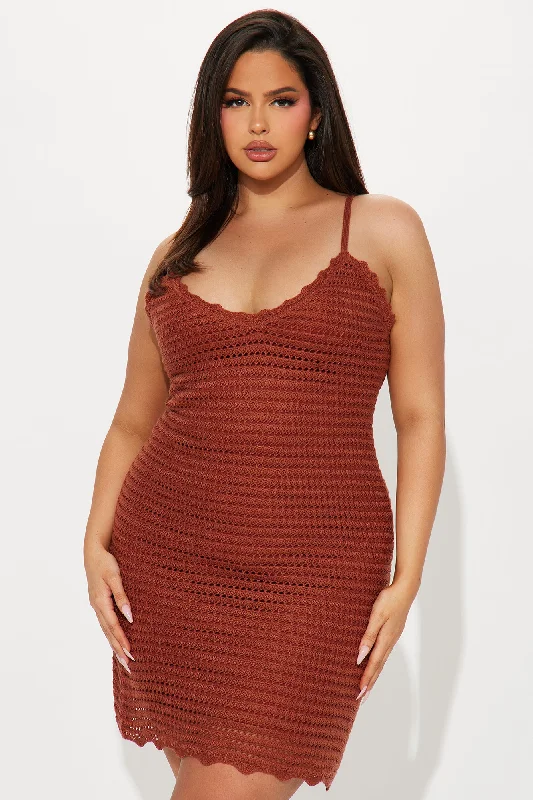 Hannah Crochet Mini Dress - Brown