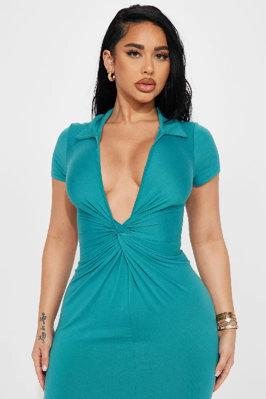 Hollie Collared Midi Dress - Jade