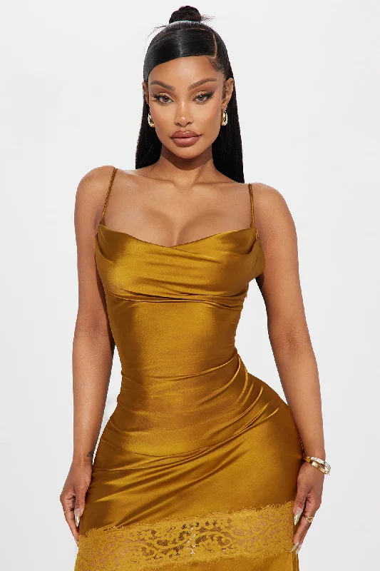 Inside Out Satin Maxi Dress - Gold