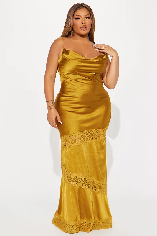 Inside Out Satin Maxi Dress - Gold