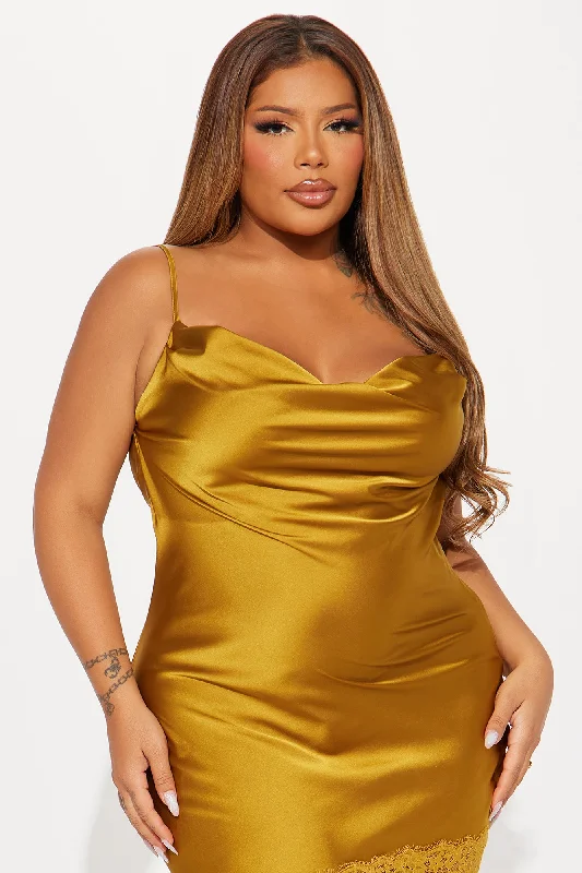 Inside Out Satin Maxi Dress - Gold