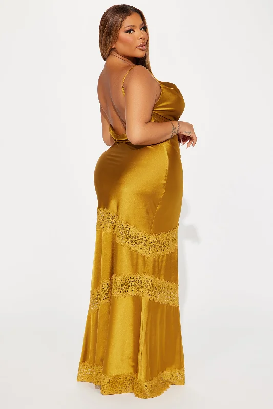 Inside Out Satin Maxi Dress - Gold