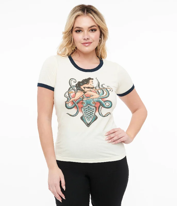 Ivory Daughter Of The Kraken Fitted Graphic Tee