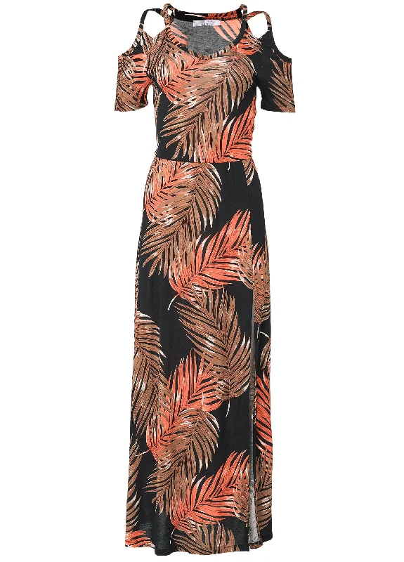 Cold-shoulder maxi dress - Black Multi