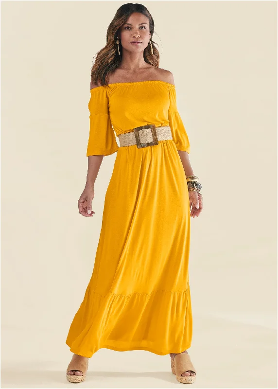 Off-the-shoulder maxi dress - Yellow