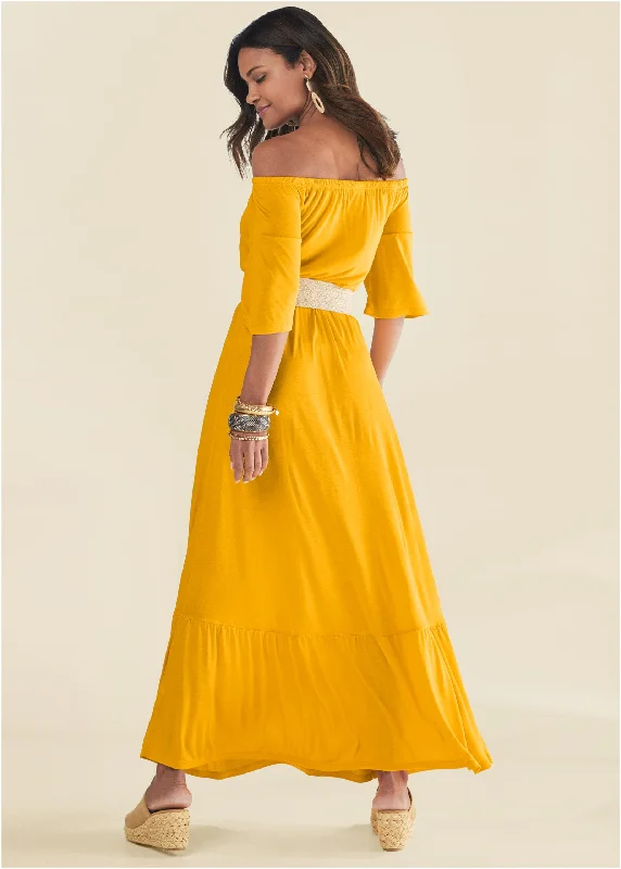 Off-the-shoulder maxi dress - Yellow