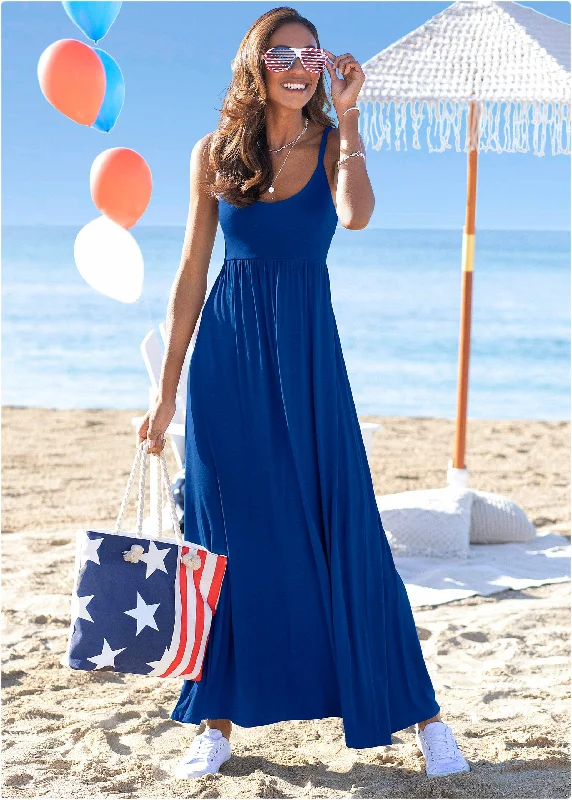 Open tie-back maxi dress  - Blue