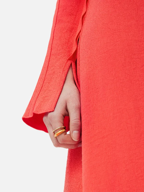 Japanese Crepe Shirt Dress | Coral