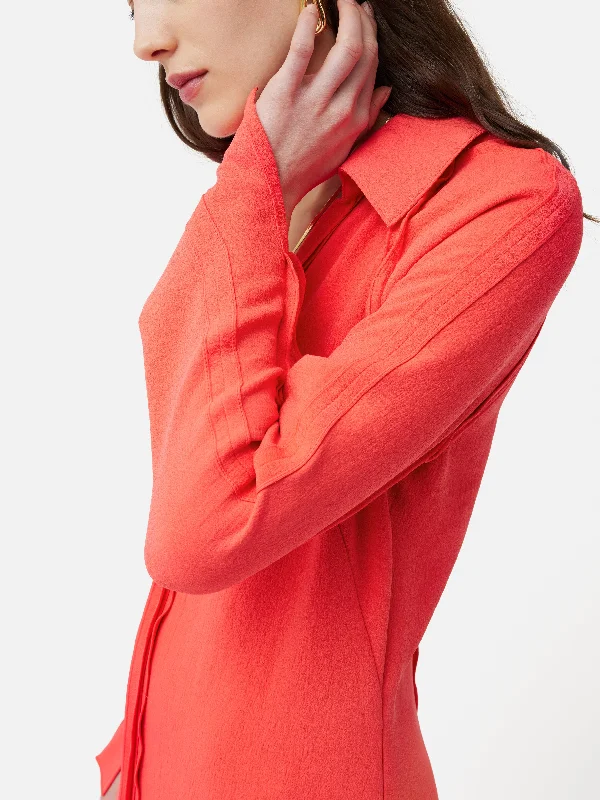 Japanese Crepe Shirt Dress | Coral