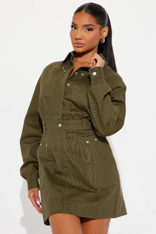 Jeanie Denim Mini Dress - Green