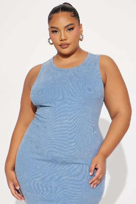 Julia Tank Mini Dress - Slate Blue