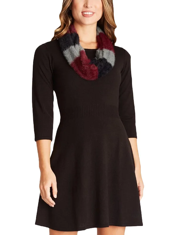 Juniors Womens Sweater Stretch Fit & Flare Dress