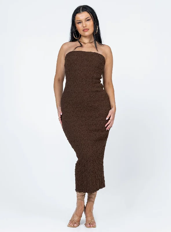 Kei Midi Dress Brown