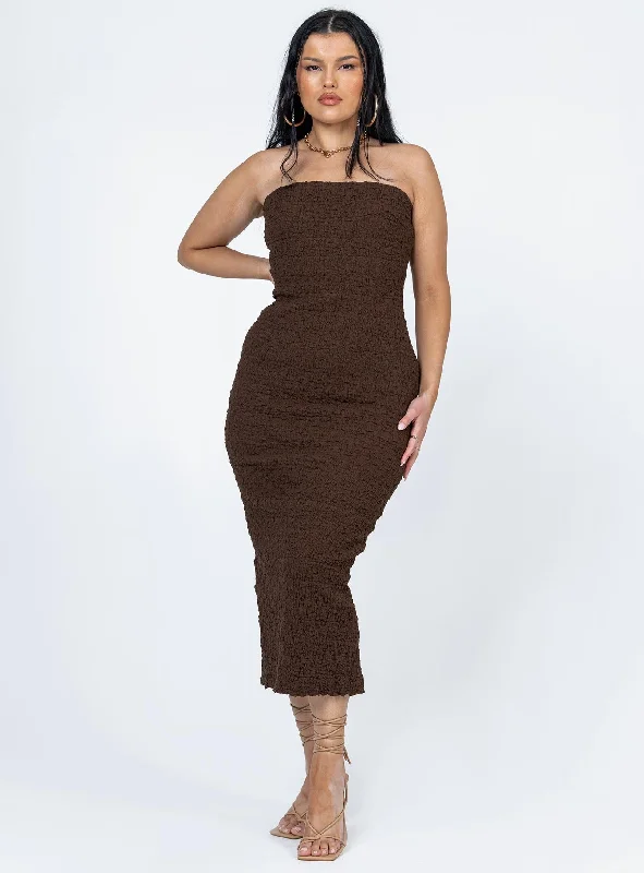 Kei Midi Dress Brown