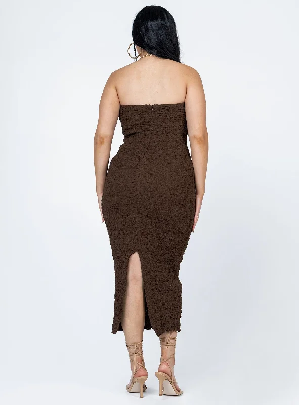 Kei Midi Dress Brown