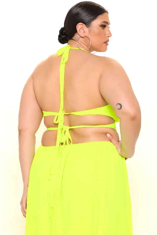 Kenz Halter Maxi Dress - Neon Yellow