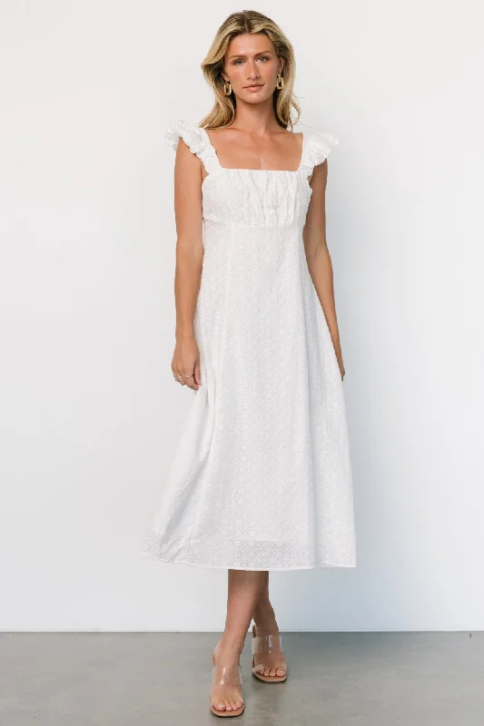 Kiara Eyelet Midi Dress | Off White