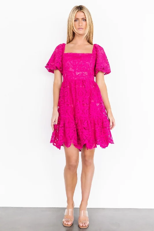 Kinley Lace Short Dress | Fuchsia