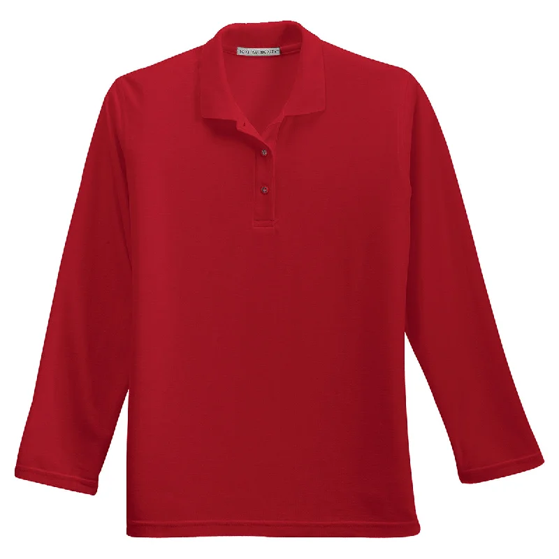 Port Authority Women's Red Long Sleeve Silk Touch Polo