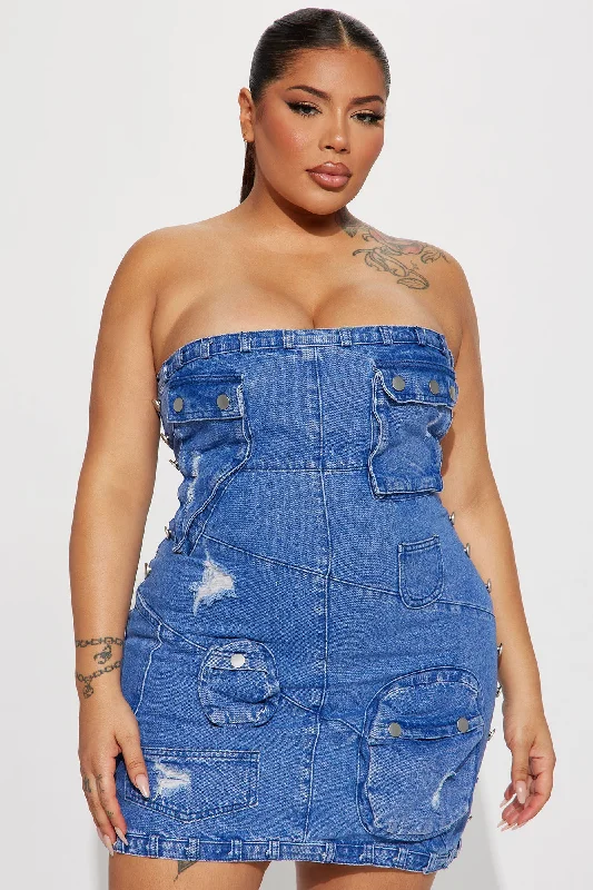 Let Me Hold You Denim Mini Dress - Denim