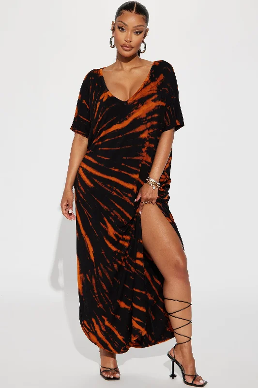 Lilah Tie-Dye Maxi Dress - Orange/combo