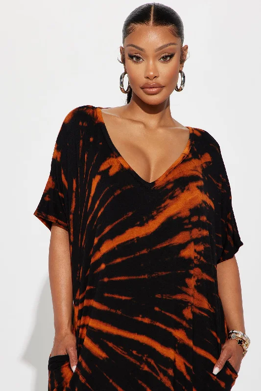 Lilah Tie-Dye Maxi Dress - Orange/combo